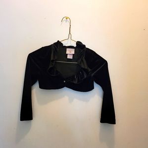 Marmellata Girl's Velvet Black Crop Jacket